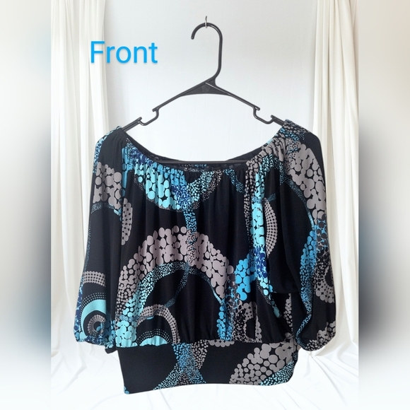 Express Blue and Black Blouse New with Tags - Picture 1 of 3